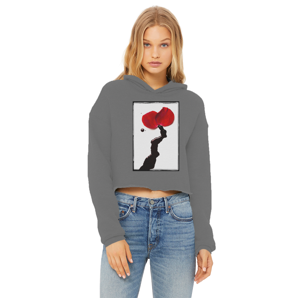 Flowers bleed too Ladies Cropped Raw Edge Hoodie