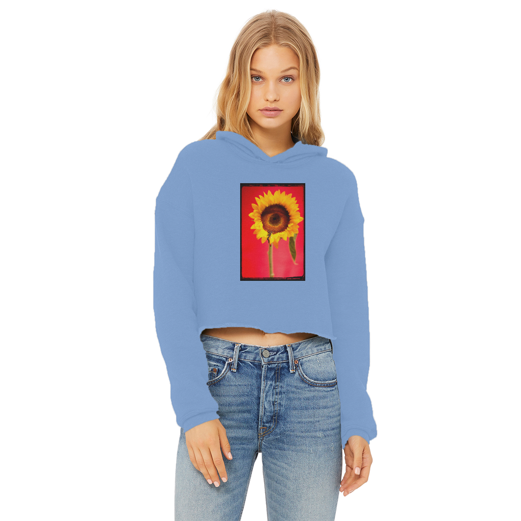 Red Eye Ladies Cropped Raw Edge Hoodie