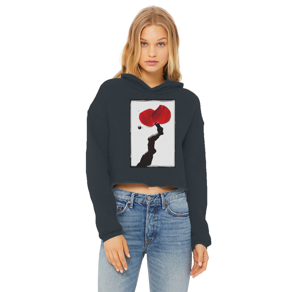 Flowers bleed too Ladies Cropped Raw Edge Hoodie