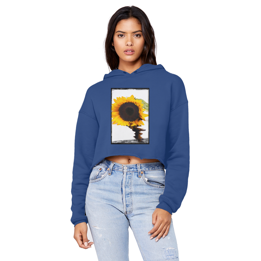 Flower Down Unisex Cropped Raw Edge Boyfriend Hoodie