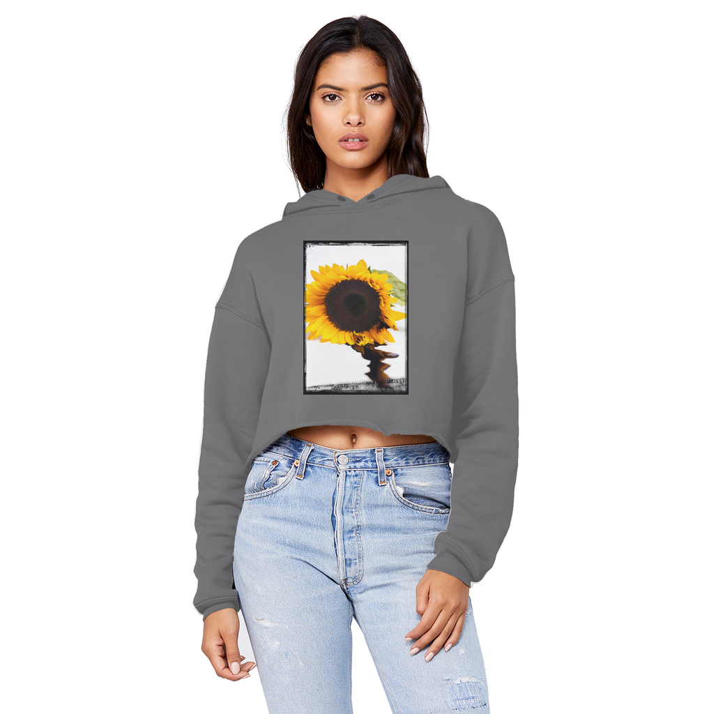 Flower Down Unisex Cropped Raw Edge Boyfriend Hoodie