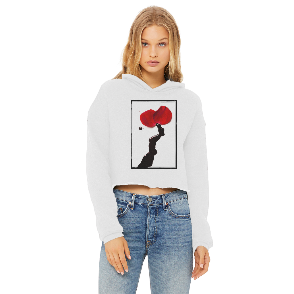 Flowers bleed too Ladies Cropped Raw Edge Hoodie